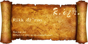 Rikk Áron névjegykártya